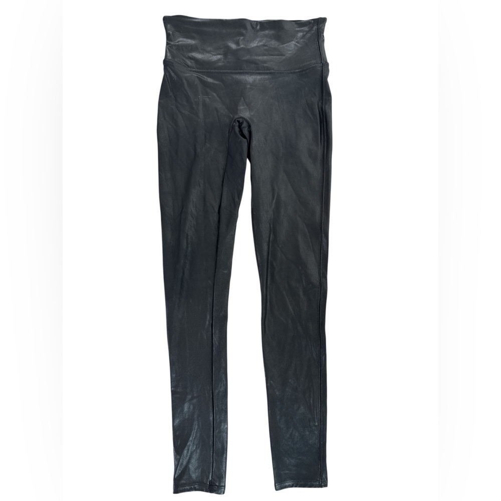 Spanx Women's Black Leggings Faux Leather Ankle Pant Yoga Workout